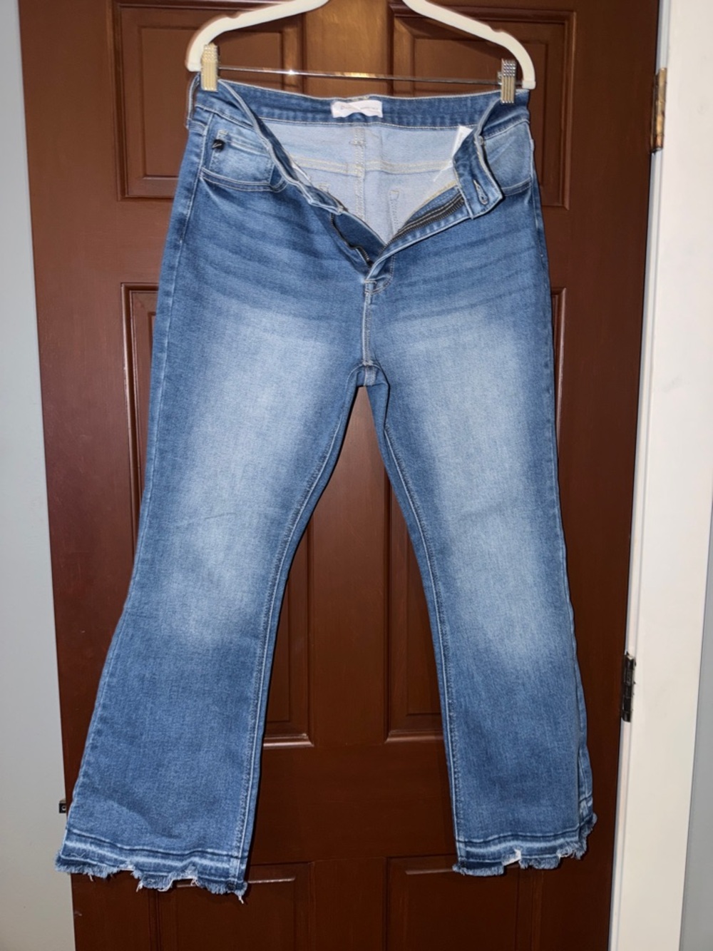 KanCan Light Blue Washed Flare Jeans with Frayed Hem